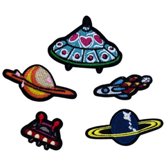 UFO-Planeten-Aufnäher-Set zum Aufbügeln