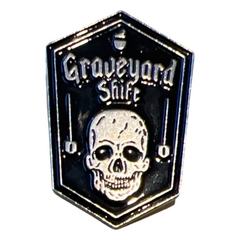Totenkopf Friedhof Shift Text Emaille Pin