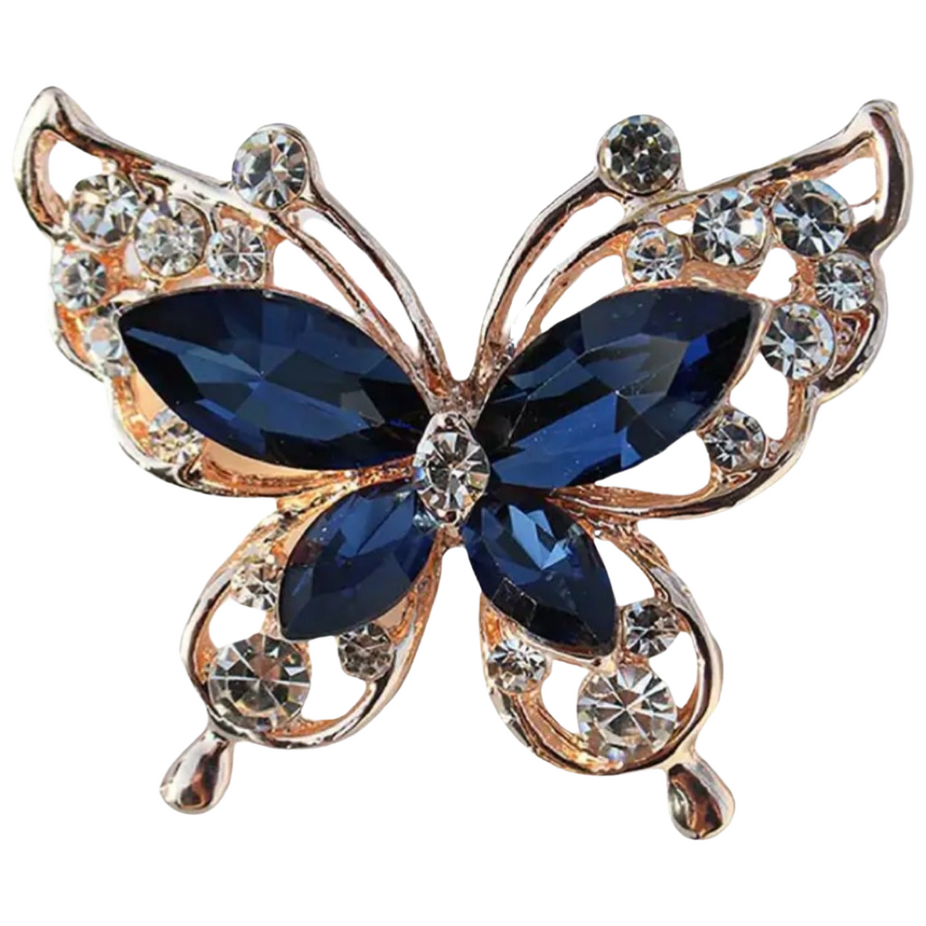 Broche Sierspeld Strass Vlinder Blauw