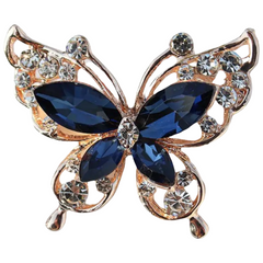 Brosche Dekonadel Strass Schmetterling Blau