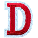 Alfabet Letter D Embleem Strijk Patch Rood Wit