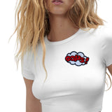 Oops Tekstwolk Strijk Applicatie Embleem Patch op en wit t-shirtje