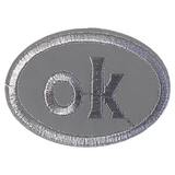 Reflecterende OK Tekst Strijk Embleem Patch Ovaal