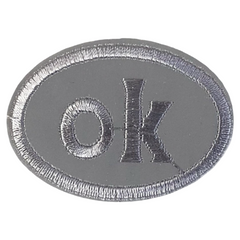 Reflektierender OK-Text-Emblem-Aufnäher zum Aufbügeln, oval