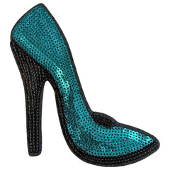Pump-Stiletto-Absatz, blauer Paillette-Emblem-Aufnäher zum Aufbügeln