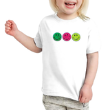 Paillette Smiley Strijk Embleem Patch Set 3 stuk op een wit t-shirtje