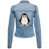 Pinguïn Reversible Paillette Op Naai XL Patch op de achterzijde van een spijkerjasje