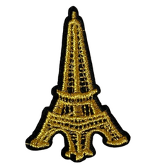 Aufnäher mit Emblem zum Aufbügeln, Eiffelturm, Paris, Gold