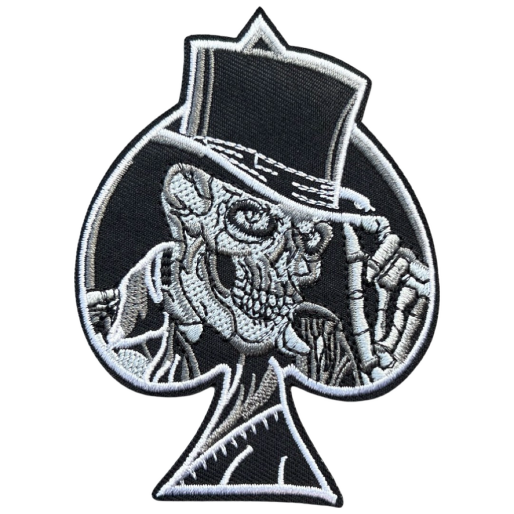 Poker Schoppen Aas Skull Gothic Strijk Embleem Patch