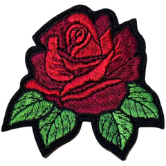 Rote Rosenblätter-Emblem-Aufnäher zum Aufbügeln