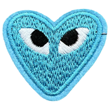 Hartje Met Oogjes Strijk Embleem Patch Baby Blauw