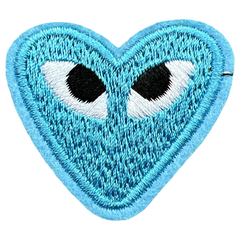 Herz mit Augen Logo-Aufnäher zum Aufbügeln, Babyblau