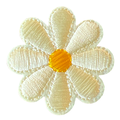 Gänseblümchen-Emblem-Aufnäher zum Aufbügeln, cremefarben