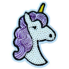Einhorn-Pailletten-Emblem-Aufnäher zum Aufbügeln, Lila