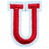 Alfabet Letter U Embleem Strijk Patch Rood Wit