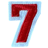 Cijfer Nummer 7 Wit Rood Strijk Patch Embleem