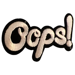 Oops Comic-Stil, Comicbuch-Text, zum Aufbügeln, Emblem, Beige