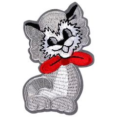 Aufnäher „Cat Cat Pussy“ zum Aufbügeln, Emblem, Grau