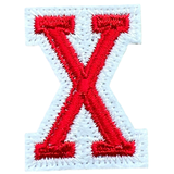 Alfabet Letter X Embleem Strijk Patch Rood Wit