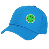 Smiley Strijkpatch Sparkle Sequin Iron On op een blauwe cap