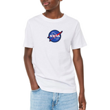 Nasa Embleem Strijk Patch Rond op een wit t-shirt