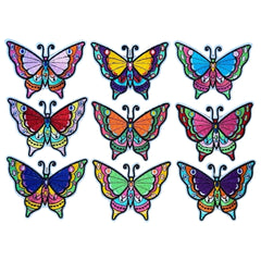 Schmetterling-Emblem-Patch zum Aufbügeln, mehrfarbig, Set 9 Stück 