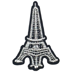 Aufnäher mit Emblem zum Aufbügeln, Eiffelturm, Paris, Paris, silberfarben