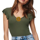 Bloem Bloemen Rozet Broche Patch - Clip in de v van een vals t-shirt