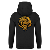 Tijger XXL Strijk embleem Patch op de rugzijde van een zwarte hoodie