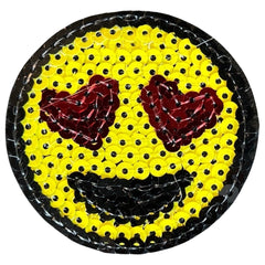 Smiley-Emoji-Gelber Paillette-Emblem-Aufnäher zum Aufbügeln