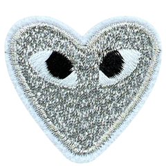 Herz mit Augen Emblem zum Aufbügeln, silberfarben