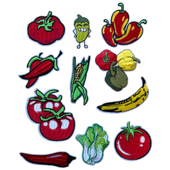 Obst- und Gemüse-Emblem-Patch-Set zum Aufbügeln, 11 Patches