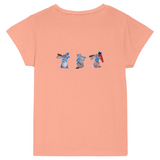 Konijn Bunny Strijk Patch Set 6 stuks op een licht oranje t-shirt