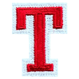 Alfabet Letter T Embleem Strijk Patch Rood Wit