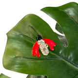 Vlieg Insect Strass Broche Sierspeld op een groen blad