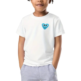 Hartje Met Oogjes Strijk Embleem Patch Baby Blauw o peen wit t-shirtje