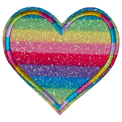 Herz-Regenbogen-Glitzer-Emblem-Aufnäher zum Aufbügeln