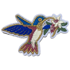 Kolibri-Emblem-Aufnäher zum Aufbügeln mit goldenen Akzenten