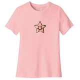 Smiley Ster Reversible Paillette Strijk Embleem Patch van roze naar zilver op een roze t-shirtje