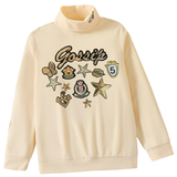 Golden Gossip Fashion Paillette Star Patch Set 12 stuks op een creme klurige sweater met col