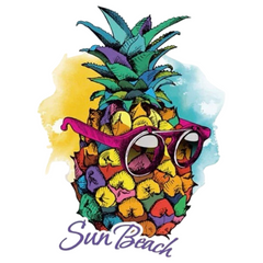 Pineapple Sun Beach Text Bügelapplikationsset XXL + Small