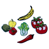 Fruit Groenten Strijk Embleem Patch Set 5 Patches