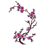 Blüten-Blumen-Zweig-Emblem-Aufnäher zum Aufbügeln, dunkelrosa