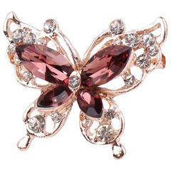 Brosche Dekonadel Strass Schmetterling Kaffee