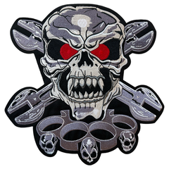 Totenkopf-Schraubenschlüssel-Schlagring-Emblem-Aufnäher zum Aufbügeln