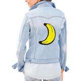 Banaan Reversible Paillette Strijk Embleem Patch op de rugzijde van een spijkerjasje