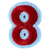 Cijfer Nummer 8 Wit Rood Strijk Patch Embleem