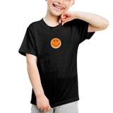Smiley Strijkpatch Glamour Pailletten Opstrijkbaar op een zwart t-shirtje