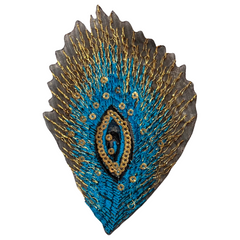 Pfauenfeder-Emblem-Aufnäher zum Aufbügeln, Blau