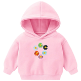 Madelief Margriet Bloemen Strijk Patch Embleem Small Set 6 stuks op een kleine roze hoodie